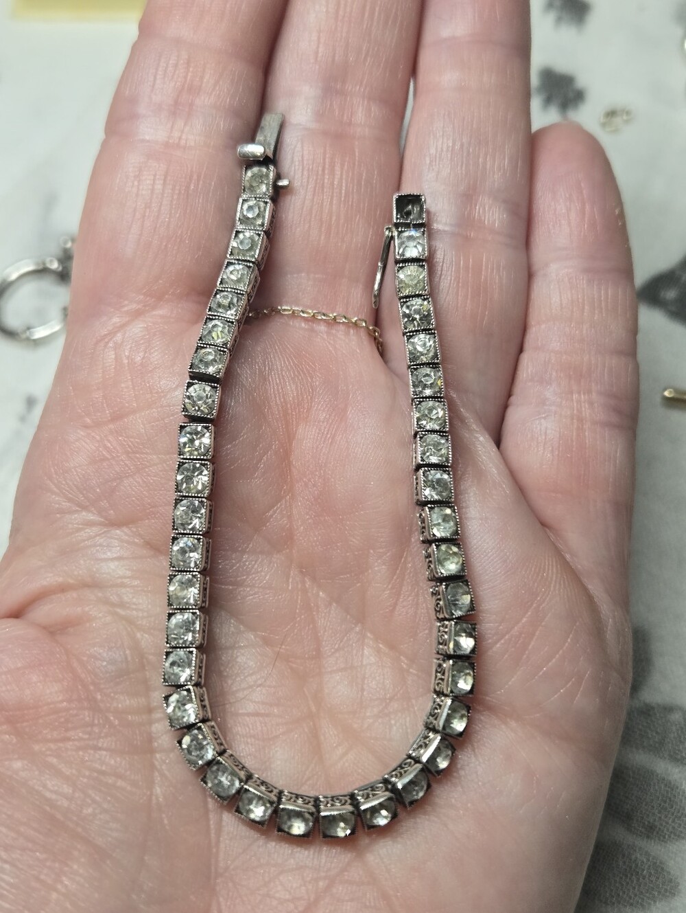 Victorian Sterling Silver Paste Tennis Bracelet